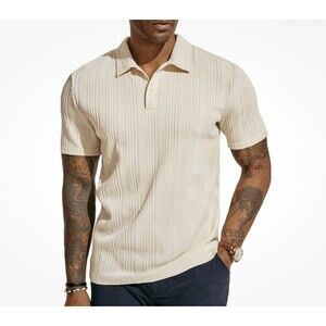 PJ Paul Jones Polo Golf Shirt Men’s Casual Textured Classic Tan Size 2XL XXL